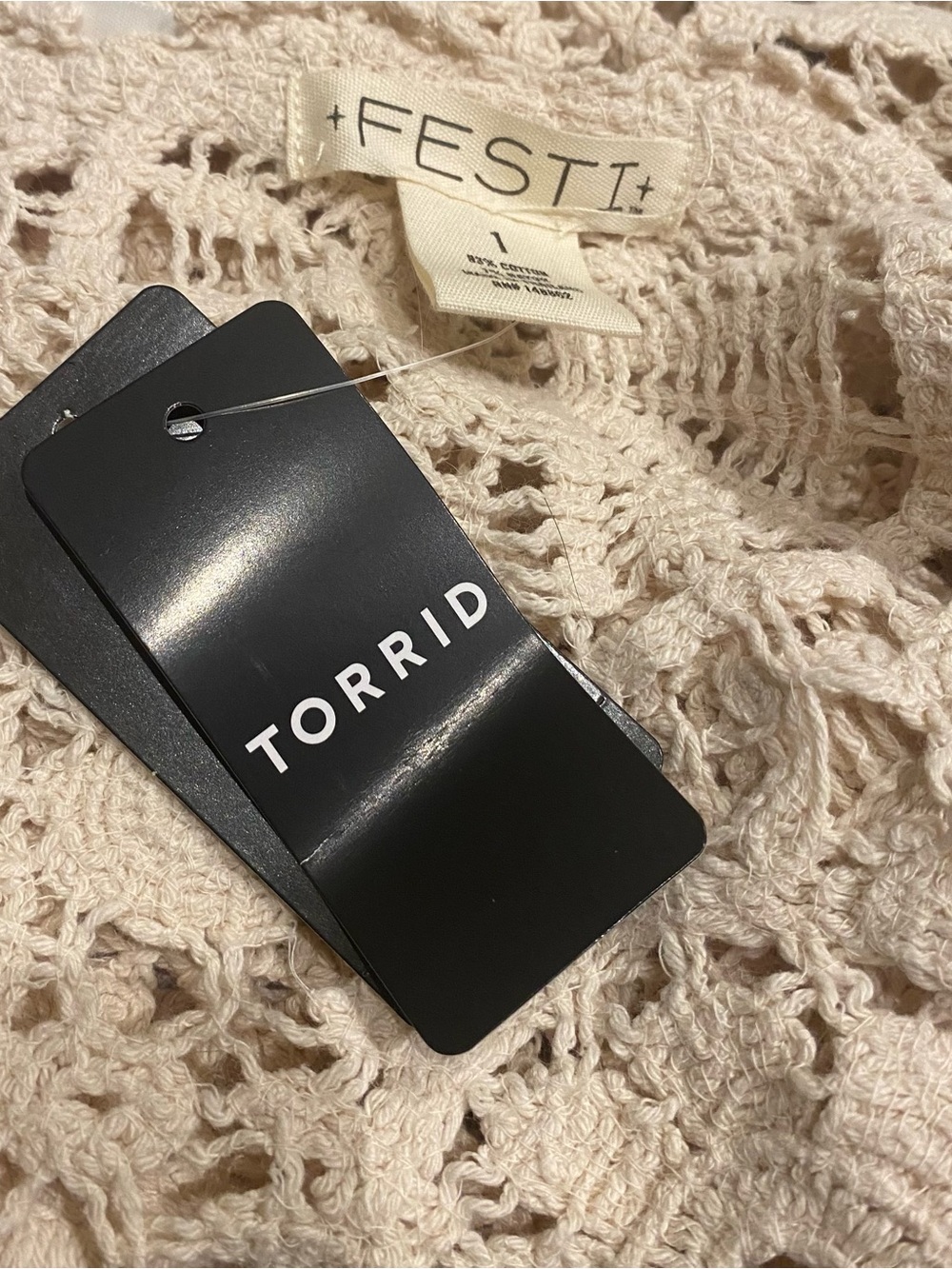 RARE Torrid Festi Crochet Cardigan Cream NWT 1X - Picture 7 of 8